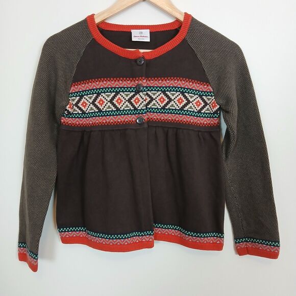 Hanna Andersson Sweater Girl 10 Button Front Folk Boho‎ Scandi Artisanal Retro - Picture 1 of 12